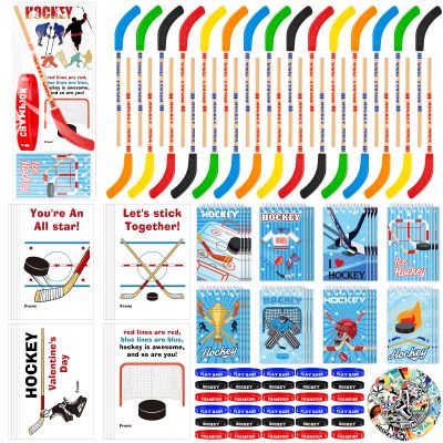 30 Set Valentines Gift Hockey Party Favors Includes Multicolor Hockey Stick Pencils Mini Notebooks Sports Notepads Hockey Bracelet Exchange Classroom Rewards Prizes Party Supplies Goodie Bags