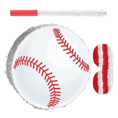 BESPORTBLE Baseball Pinata with Stick and Eye Mask Sport-themed Birthday Party Decorations for Hanging Baseball Party Supplies with Confetti for Boys Sports Birthday and Bridal Shower Games