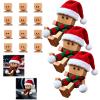 EIRZNGXQ Christmas Shaking Wooden Man, Magnetic Face Christmas Shaking Wooden Man Figurine with 12 Magnetic Expressions, Hats & Scarves, Handmade Funny Dashboard Figurine for Car Decor (red 3pcs) view 1