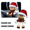 EIRZNGXQ Christmas Shaking Wooden Man, Magnetic Face Christmas Shaking Wooden Man Figurine with 12 Magnetic Expressions, Hats & Scarves, Handmade Funny Dashboard Figurine for Car Decor (red 3pcs) view 2