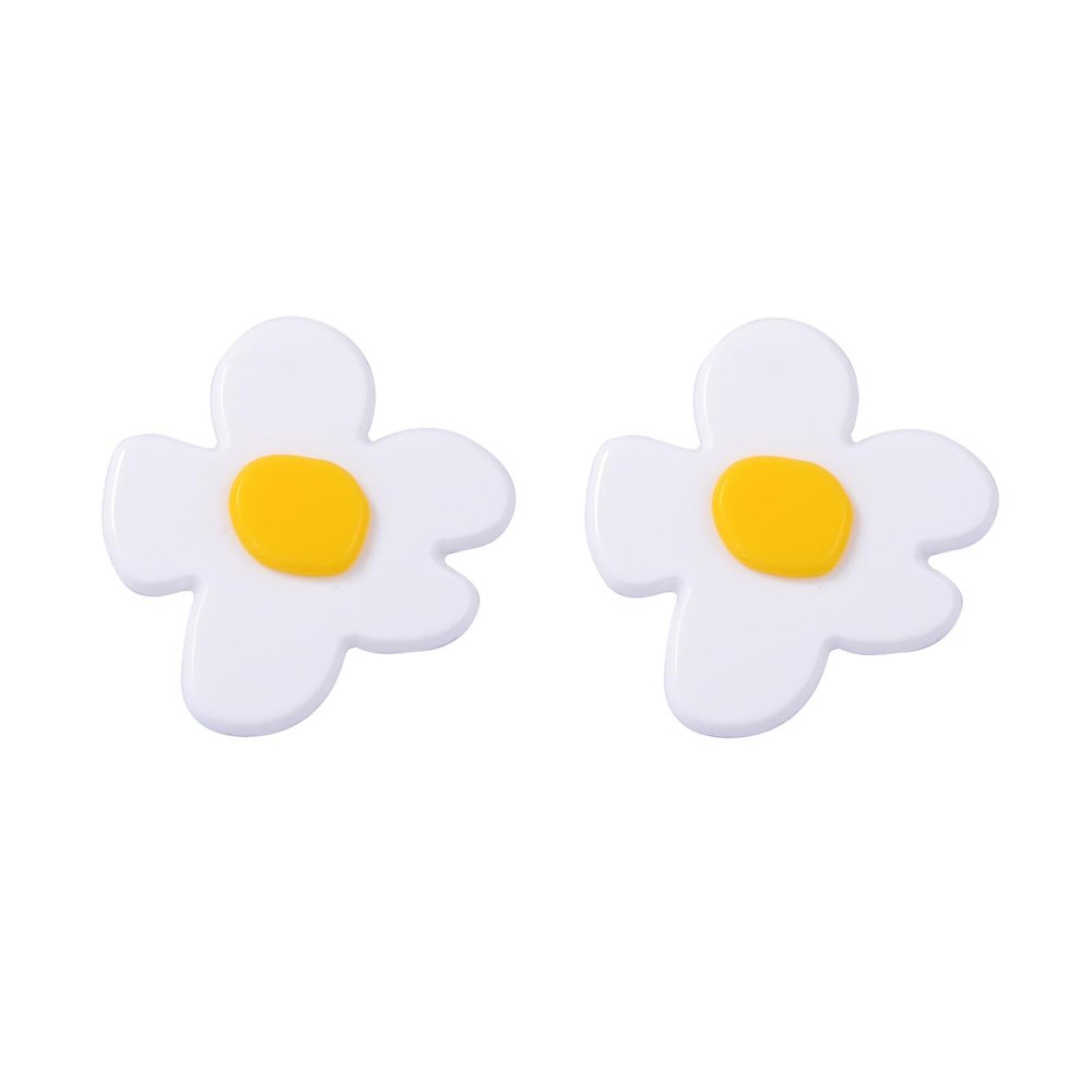 5.2 * 4.8cm Bohemian Acrylic Cartoon Flower Earnail Female ,white,5.2 * 4.8cm