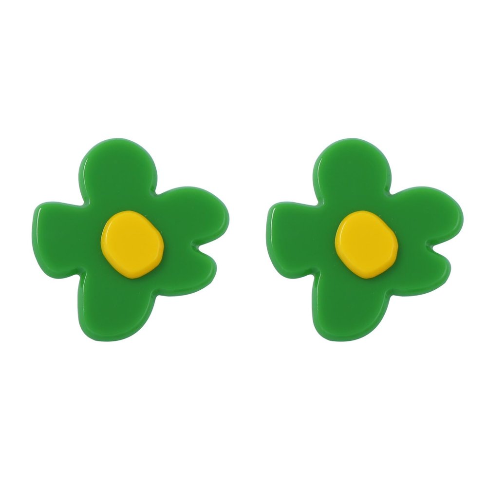 5.2 * 4.8cm Bohemian Acrylic Cartoon Flower Earnail Female ,green,5.2 * 4.8cm