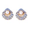 3.3 * 3.2cm Bohemian Alloy Imitation Pearl Shell Earrings For Women,blue,3.3 * 3.2cm view 1