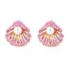 3.3 * 3.2cm Bohemian Alloy Imitation Pearl Shell Earrings For Women,blue,3.3 * 3.2cm view 2