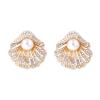 3.3 * 3.2cm Bohemian Alloy Imitation Pearl Shell Earrings For Women,blue,3.3 * 3.2cm view 3