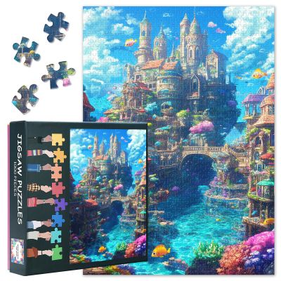 Castle Puzzles for Adults 1000 Pieces, Underwater City Jigsaw Puzzles, Adult Puzzle for Adults, Educational Fun Games or Toys for Elders Friends 20X27 INCH