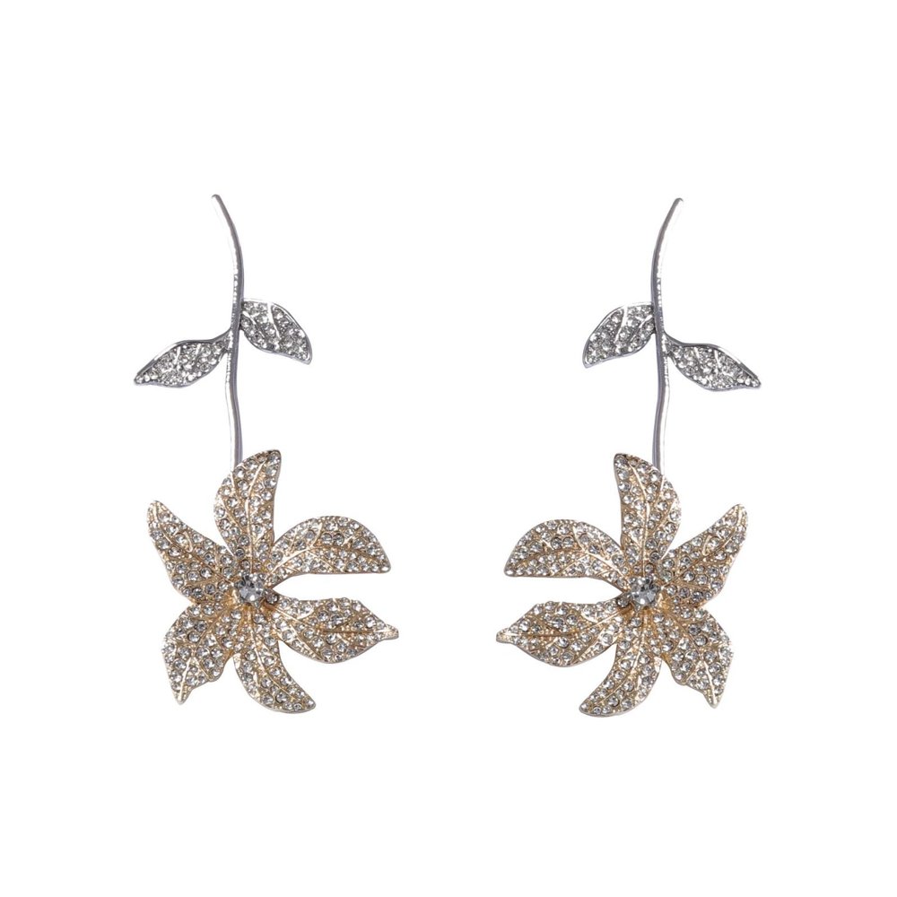 9.5 * 4.5cm Bohemian Alloy Flower Earrings,golden,9.5 * 4.5cm