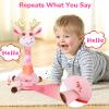Dancing Giraffe Musical Plush Toy, Recording & Repeating Talking Giraffe Baby Toy for 612 Months, Interactive Singing Stuffed Animal, Birthday Gift for Grandkids Infants Toddlers(Pink) view 2