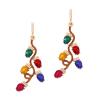 6.9 * 2.2cm Vintage Irregular Long Leaf Christmas Alloy Earrings ,green,6.9 * 2.2cm view 2