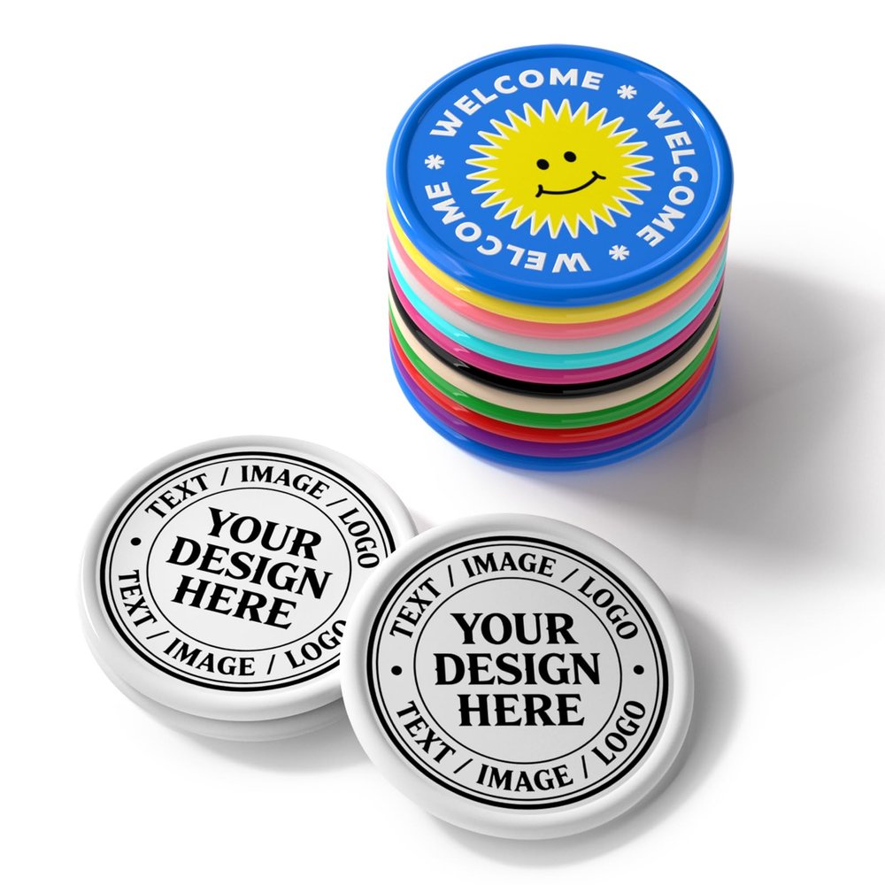 Zoragarria 200-1000 Custom Plastic Chips,Personalized Design of Logo, Image, Text Printed on Coins, Good for Drink Tokens, Poker Games, Bar, Business Cards and Party (White)