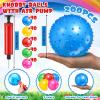 Lenwen 200 Pcs Kids Knobby Balls 4.7 Inch Soft Bouncy Balls Bulk for Toddlers Inflatable Sensory Toys with Air Pump Spiky Massage Stress Toys for Kindergarten Playground Backyard Pool, 5 Color view 2