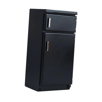 1:12 Scale Dollhouse Kitchen Fridge Freezer, Simulation Refrigerator, Home Dining Room Living Room Wooden Dollhouse Furniture, Black