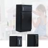 1:12 Scale Dollhouse Kitchen Fridge Freezer, Simulation Refrigerator, Home Dining Room Living Room Wooden Dollhouse Furniture, Black view 3