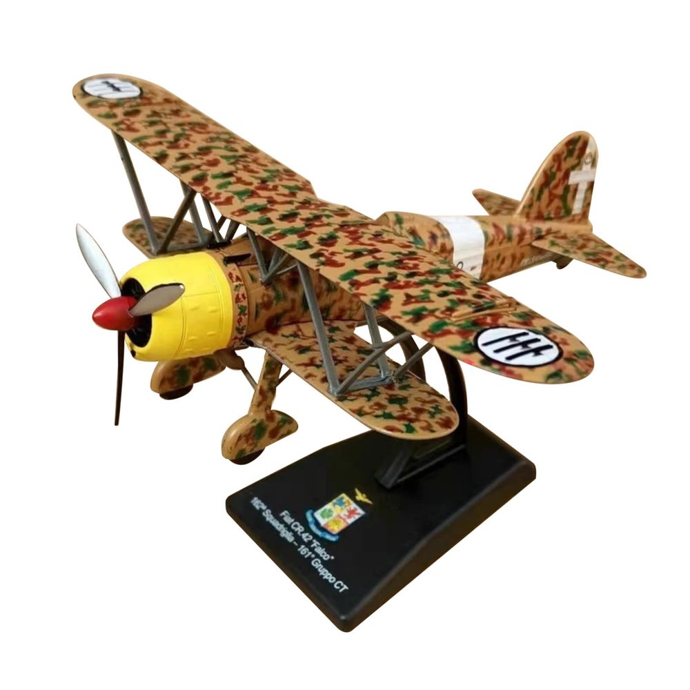 1/72 Scale WWII Italian Fiat CR.42 Falco Biplane Fighter Model Alloy Model Diecast Plane Toy for Collection
