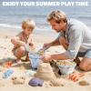 Dreamon 3 Pack Beach Toys Set for Kids 3-10, Collapsible Sand Buckets with Beach Molds and Mesh Bag, Sandbox Travel Toys Beach Vacation Essentials, Camping Gear, Fishing (Blue/Grey/Orange) view 2