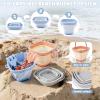 Dreamon 3 Pack Beach Toys Set for Kids 3-10, Collapsible Sand Buckets with Beach Molds and Mesh Bag, Sandbox Travel Toys Beach Vacation Essentials, Camping Gear, Fishing (Blue/Grey/Orange) view 4