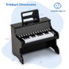 HONEY JOY Wooden Kids Keyboard Piano, 25 Lighted Keys Digital Piano for Kids w/Music Stand, Early Learning Educational Musical Instrument, Baby Piano Toy for 3+ Years Old Toddlers Boys Girls (Black) view 3