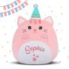 15.7'' Birthday Cat Plush Pillow Custom Embroidery Name, Personalized Emotional Support Hug Gift, Soft Kitten Plush Toy Cute Cat Stuffed Animal Birthday Gift for Girls view 1