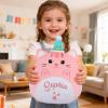 15.7'' Birthday Cat Plush Pillow Custom Embroidery Name, Personalized Emotional Support Hug Gift, Soft Kitten Plush Toy Cute Cat Stuffed Animal Birthday Gift for Girls view 2