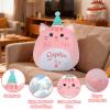 15.7'' Birthday Cat Plush Pillow Custom Embroidery Name, Personalized Emotional Support Hug Gift, Soft Kitten Plush Toy Cute Cat Stuffed Animal Birthday Gift for Girls view 4