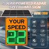 Solar Radar Speed Display Sign - Traffic Speed Radar with Adjustable Speed Limit, Remote Control LED Warning Sign, Yellow 60x90cm - Enhance Road Safety view 2