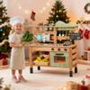 Outdoor Kitchen for Kids,Mud Kitchen Wooden Toy Playset Toddler Kitchen Playset with Kettle Blackboard Wooden Plant Container Kitchen Accessories for 3+ Ages Gift on Birthdays Children's Day Christmas view 1