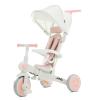JMMD Foldable Baby Tricycle, White and Pink, Adjustable Canopy, Kids Stroller Trike with Safety Features view 1