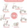JMMD Foldable Baby Tricycle, White and Pink, Adjustable Canopy, Kids Stroller Trike with Safety Features view 4