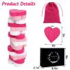 JarThenaAMCS 45 Pcs Valentine's Day Wooden Block Tower Game Pink White Heart Block with Storage Bag Gift Box Tumbling Tower Balance Game for Date Night Couple Lover Family Activities view 2