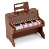HONEY JOY Wooden Kids Keyboard Piano, 25 Lighted Keys Digital Piano for Kids w/Music Stand, Early Learning Educational Musical Instrument, Baby Piano Toy for 3+ Years Old Toddlers Boys Girls (Brown) view 1