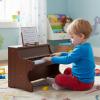 HONEY JOY Wooden Kids Keyboard Piano, 25 Lighted Keys Digital Piano for Kids w/Music Stand, Early Learning Educational Musical Instrument, Baby Piano Toy for 3+ Years Old Toddlers Boys Girls (Brown) view 2