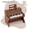 HONEY JOY Wooden Kids Keyboard Piano, 25 Lighted Keys Digital Piano for Kids w/Music Stand, Early Learning Educational Musical Instrument, Baby Piano Toy for 3+ Years Old Toddlers Boys Girls (Brown) view 3