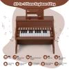HONEY JOY Wooden Kids Keyboard Piano, 25 Lighted Keys Digital Piano for Kids w/Music Stand, Early Learning Educational Musical Instrument, Baby Piano Toy for 3+ Years Old Toddlers Boys Girls (Brown) view 4
