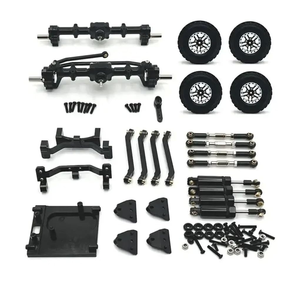 1:12 Scale Front and Rear Axle Set Connecting Rod Upgrade Part Shock Mount Compatible with RC Car Models MN99S Model RC Models 1 12 Scale Models(Black)