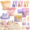 3 Pack Beach Toys Set for Kids Toddlers Girls, Collapsible Sand Buckets with Beach Molds and Mesh Bag, Sandbox Travel Toys Beach Vacation Essentials, Camping Gear, Fishing (Purple/Pink/Yellow) view 1