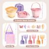 3 Pack Beach Toys Set for Kids Toddlers Girls, Collapsible Sand Buckets with Beach Molds and Mesh Bag, Sandbox Travel Toys Beach Vacation Essentials, Camping Gear, Fishing (Purple/Pink/Yellow) view 2