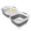 2nd Gen Collapsible Wash Basin for Baby Bottle Washer, 2.4 Gallons Portable Dish Pan Bucket for Camping Kitchen Sink (Grayish White, 2 Pack) view 1