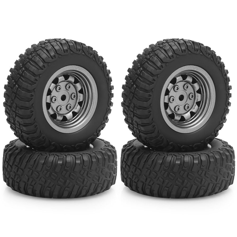 1/12 RC Car Tires and Wheels, daitoku RC Car Rubber Tires for 1/12 WPL B14 B24 C14 C24 MN D90 D91 D96 D99 (Gray)