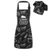 XLSXEXCL Kids Apron and Chef Hat Set, Little Chef Apron Adjustable Child Aprons Chef in Training Funny Aprons with 2 Pockets for Boys and Girls (Black) view 1