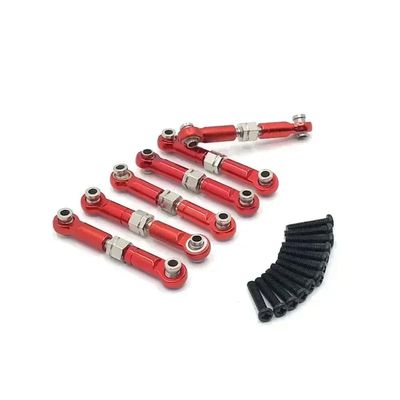 Adjustable Linkages Pull Rod Link 1/18 Scale Compatible with RC Car Models HS 18301 18302 18311 18312 18321 18322(Red)