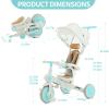 JMMD Foldable Baby Tricycle, Mint and White, Adjustable Canopy, Kids Stroller Trike with Safety Features view 2