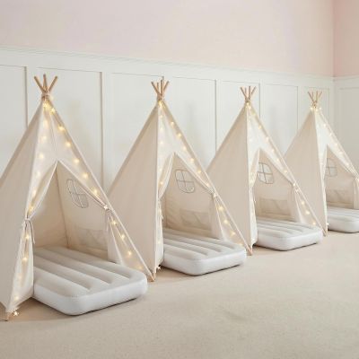 4 Pack Kids Tent Indoor with Inflatable Airbeds, Teepee Tent for Kids Slumber Party, Foldable Toddler Play Tent Sleepover Tents for Girls & Boys Gift