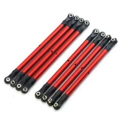 8 PCS Aluminum RC Link Rod Linkage Set 313MM Wheelbase Compatible with RC Car Parts 1 10 Scale Models Compatible with Part Number 90046(Red)
