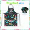 XLSXEXCL Kids Apron and Chef Hat Set, CHEF in training Apron Adjustable Child Aprons Chef in Training Funny Aprons with 2 Pockets for Boys and Girls (Multicolor Dinosaur) view 2