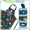 XLSXEXCL Kids Apron and Chef Hat Set, CHEF in training Apron Adjustable Child Aprons Chef in Training Funny Aprons with 2 Pockets for Boys and Girls (Multicolor Dinosaur) view 3