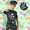XLSXEXCL Kids Apron and Chef Hat Set, CHEF in training Apron Adjustable Child Aprons Chef in Training Funny Aprons with 2 Pockets for Boys and Girls (Multicolor Dinosaur) view 4
