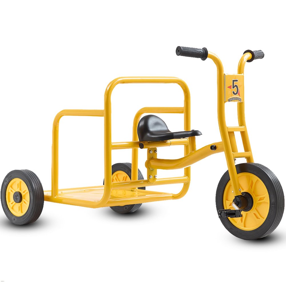 Kids Tricycle for Toddler Ages 3+, Preschool Kids Trike Bike with Non-Slip Pedal and Airless Rubber Wheels, Outdoor Playground Daycare Kid's Balance Bike, Gift for Boys and Girls (Cargo-Yellow)