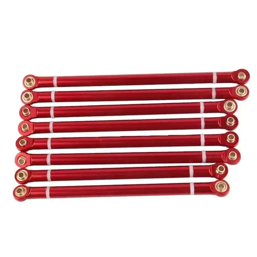 8Pcs Aluminum Wheelbase Link Rod 313mm Compatible with RC Car Parts 1 10 Scale Models(Red)