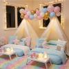2 Pack Kids Tent Indoor with Inflatable Airbeds, Teepee Tent for Kids Slumber Party, Foldable Toddler Play Tent Sleepover Tents for Girls & Boys Gift view 4