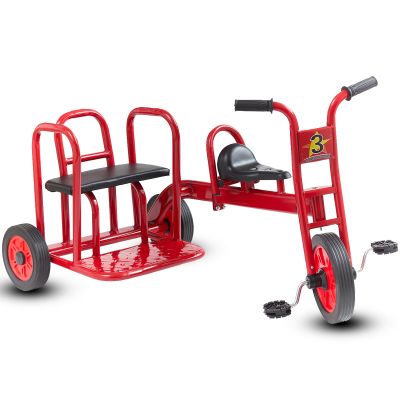 Kids Tricycle for Toddler Ages 3+, Preschool Kids Trike Bike with Non-Slip Pedal and Airless Rubber Wheels, Outdoor Playground Daycare Kid's Balance Bike, Gift for Boys and Girls (Passenger-Red)